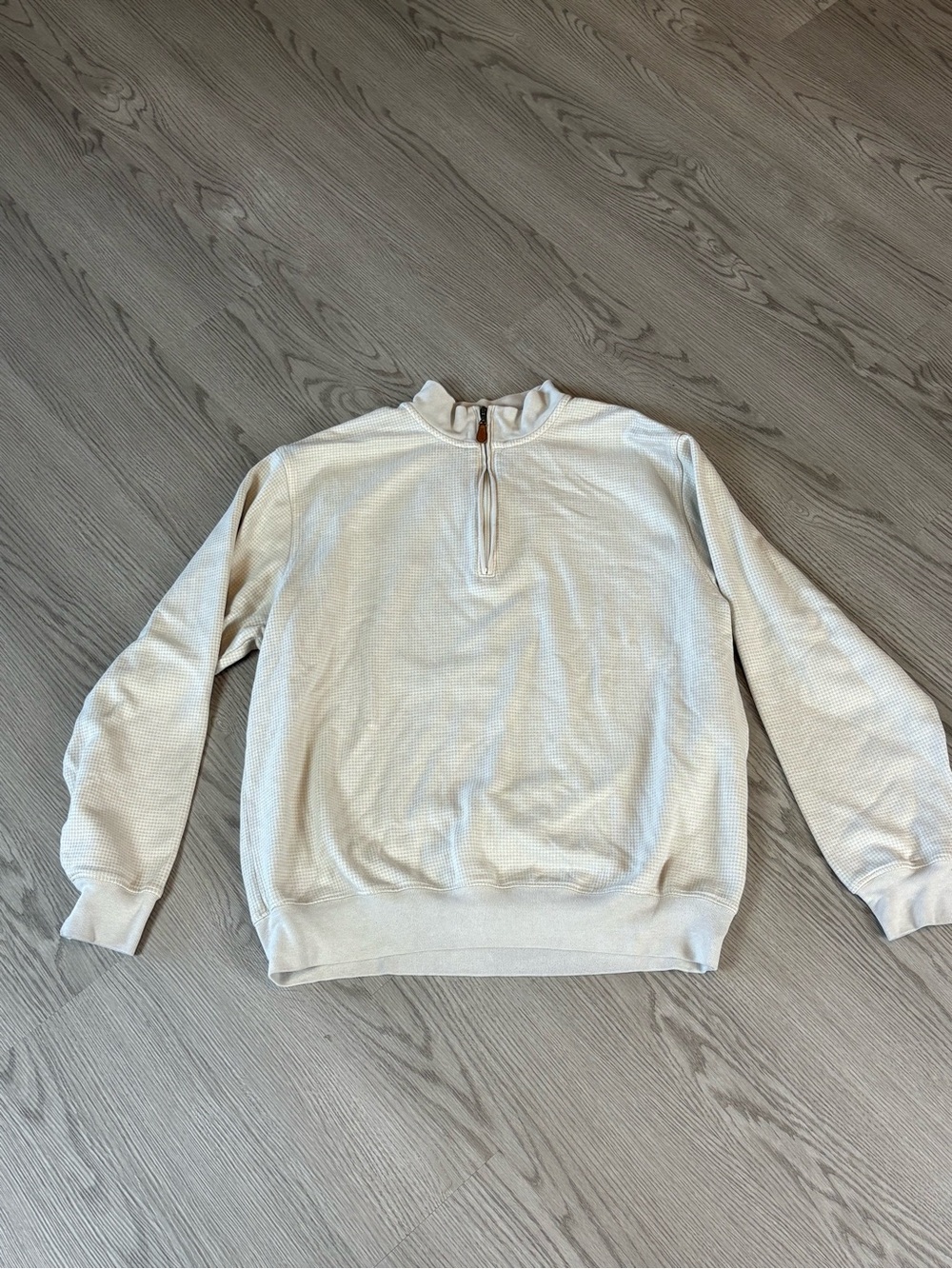 Greg Norman Cream Waffle-Knit Quarter-Zip Pullover